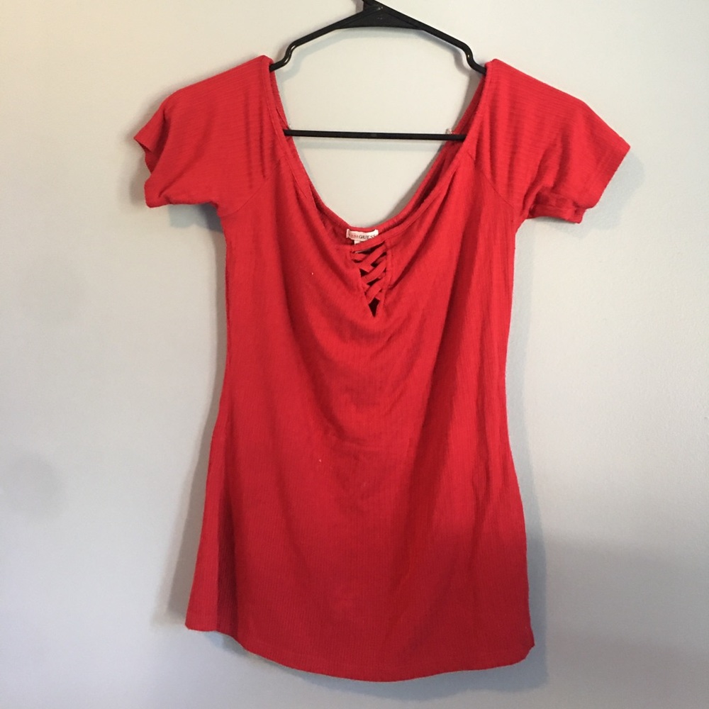 Off the Shoulder Red Short Sleeve